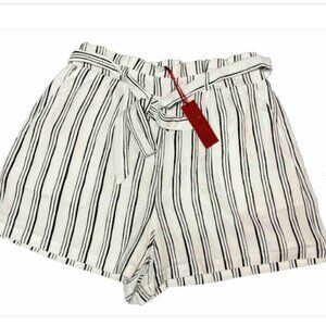 Jennifer Lopez Lined Shorts White Black stripes pockets sz L NWT